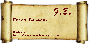 Fricz Benedek névjegykártya